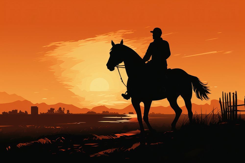 Horseriding silhouette mammal animal. AI generated Image by rawpixel.