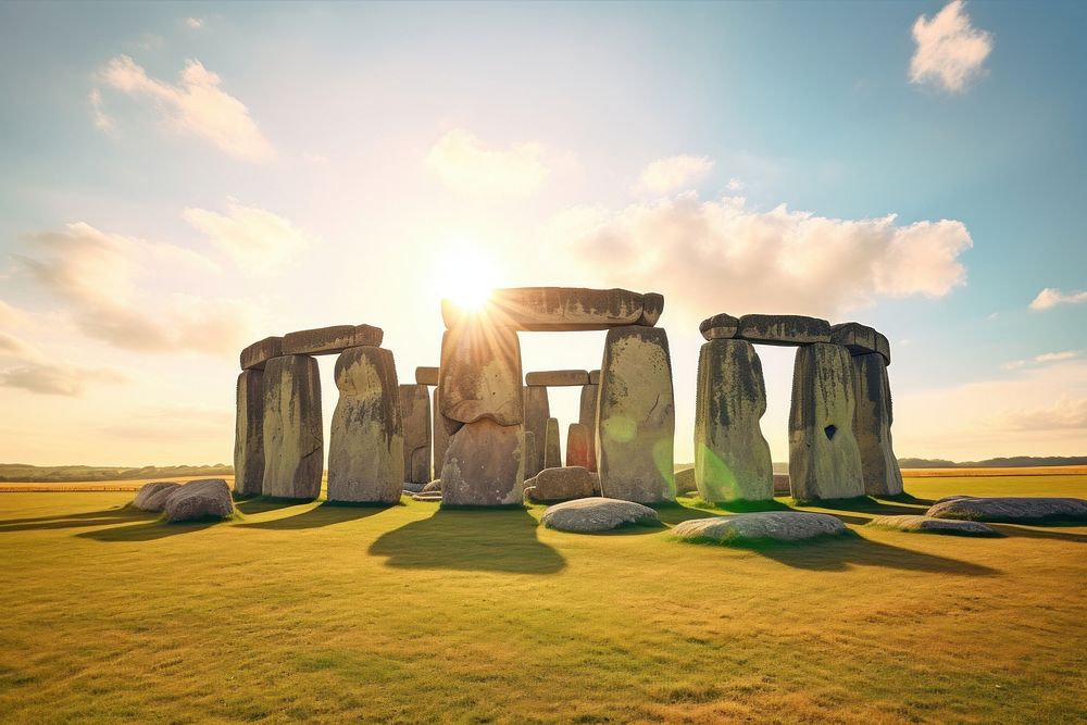 Stonehenge landmark architecture archaeology. AI generated Image by rawpixel.