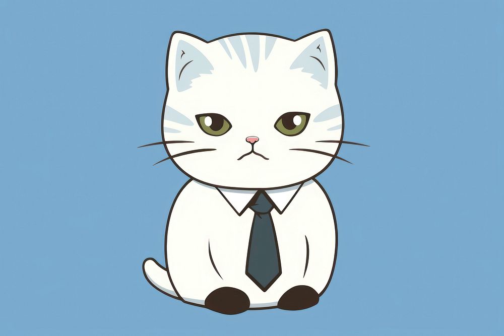 White cat being officeman cartoon animal mammal. AI generated Image by rawpixel.