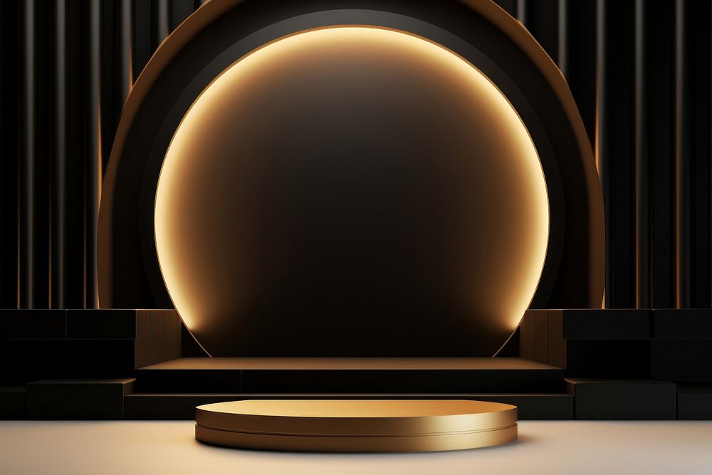 Black and golden podium scene lighting stage architecture. AI generated Image by rawpixel.