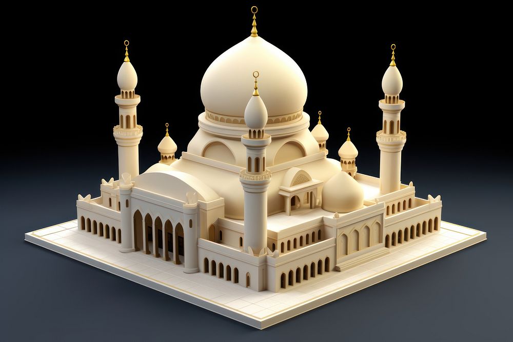 3D mosque architecture building dome. AI generated Image by rawpixel.