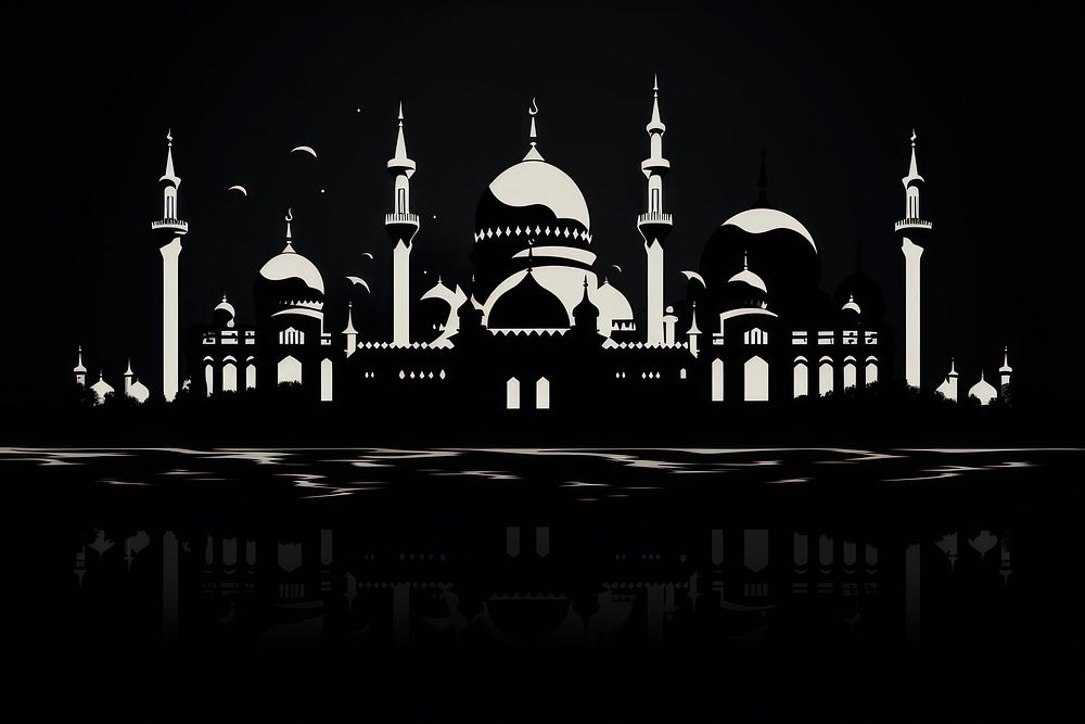 Mosque architecture building black. AI generated Image by rawpixel.