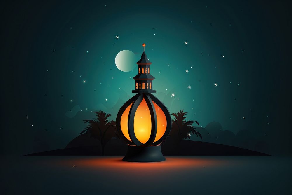 Ramadan tradition symbol lighting outdoors night. AI generated Image by rawpixel.