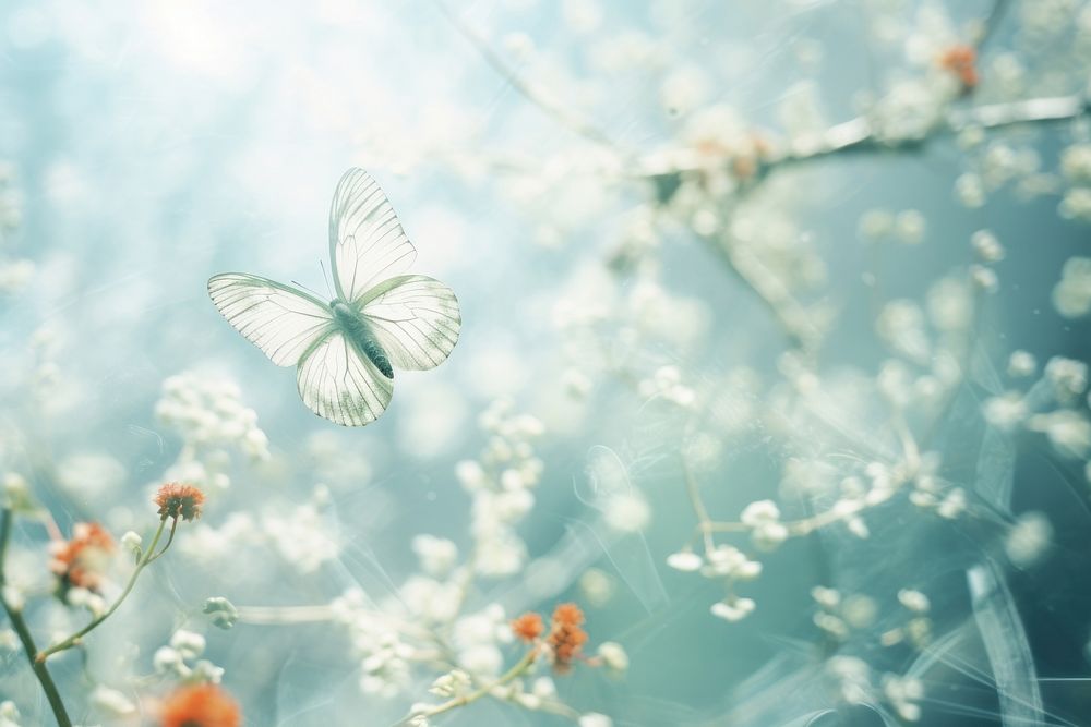 Butterfly in spring backgrounds outdoors blossom. AI generated Image by rawpixel.