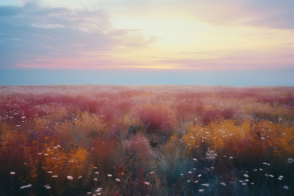 Meadow landscape grassland outdoors. AI generated Image by rawpixel.