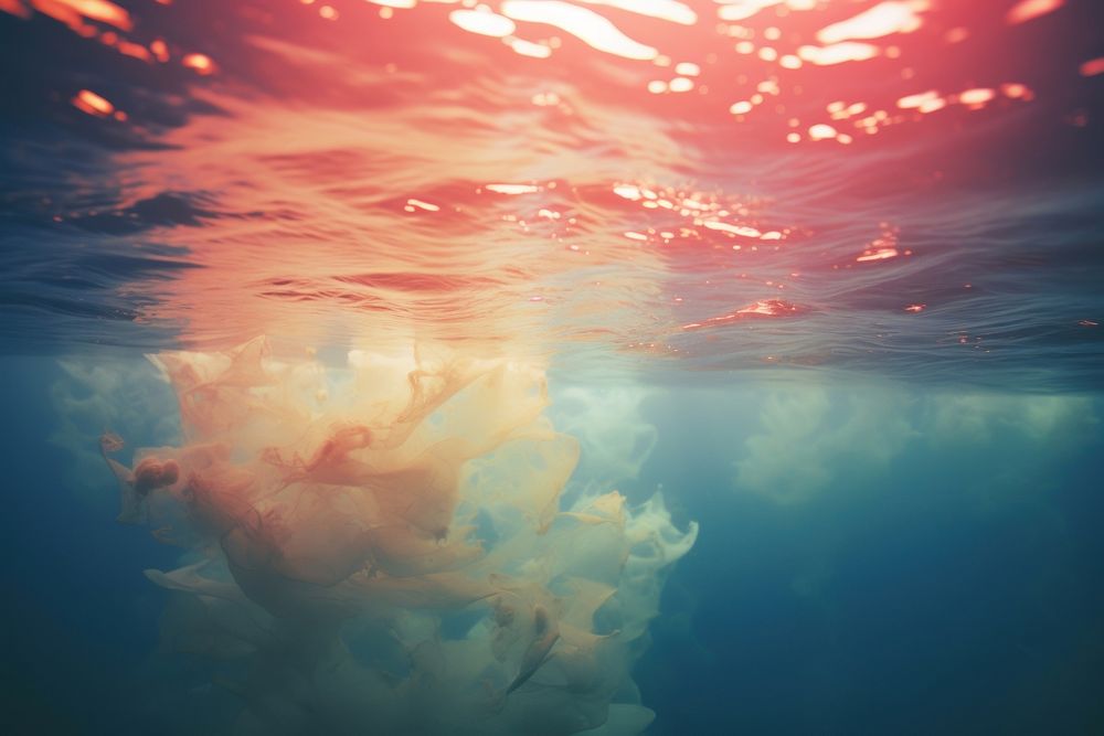 Light leak underwater outdoors nature ocean. AI generated Image by rawpixel.
