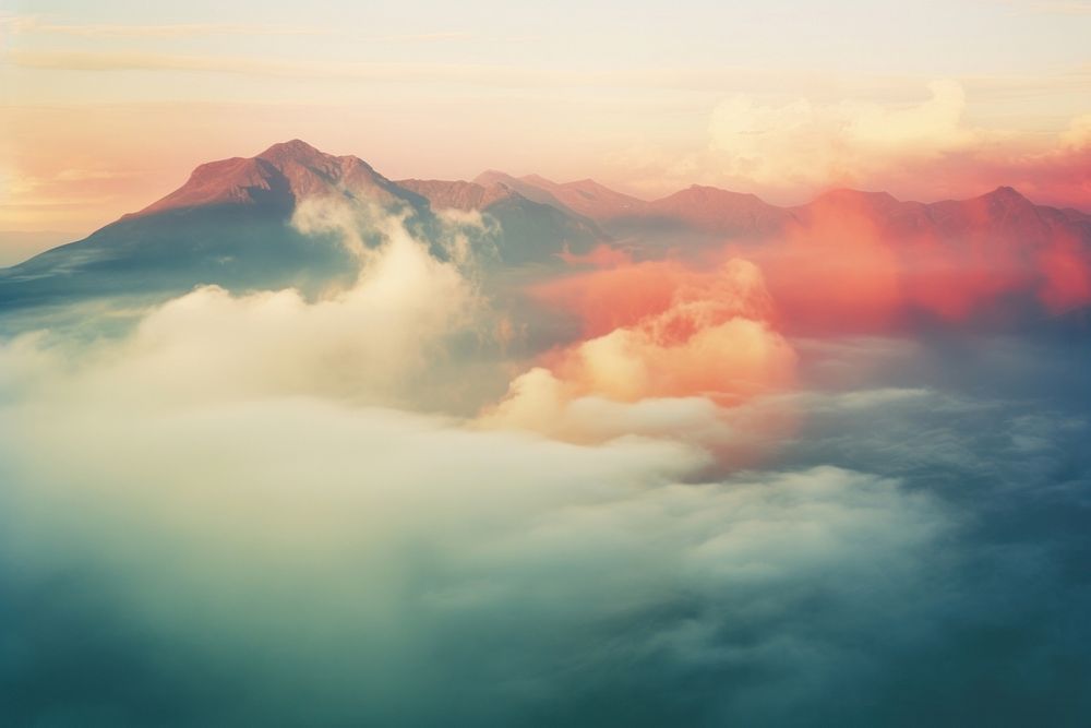 Light leak cloud landscape mountain outdoors. AI generated Image by rawpixel.