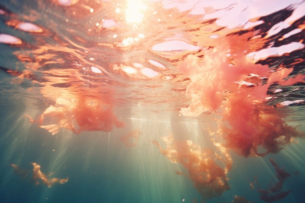 Light leak underwater outdoors nature ocean. AI generated Image by rawpixel.