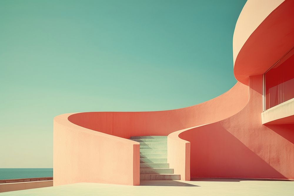 Surreal architecture staircase building outdoors. AI generated Image by rawpixel.