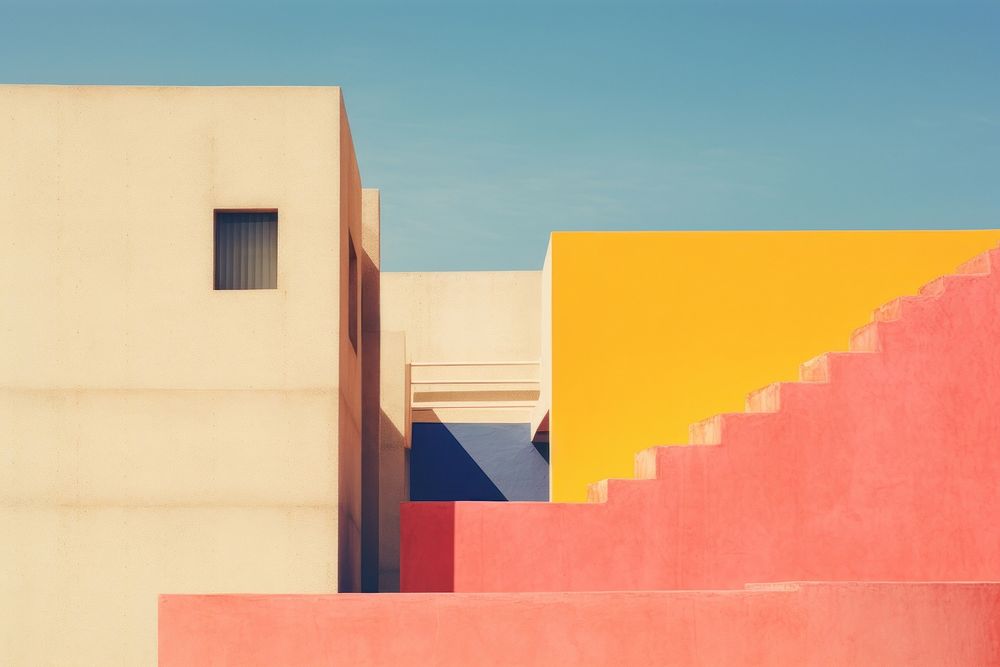 Unreal architecture staircase building outdoors. AI generated Image by rawpixel.