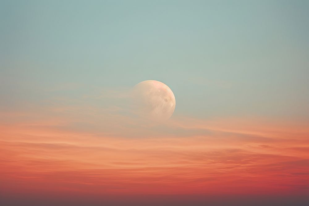 Vanila sky with full moon landscape astronomy outdoors. AI generated Image by rawpixel.