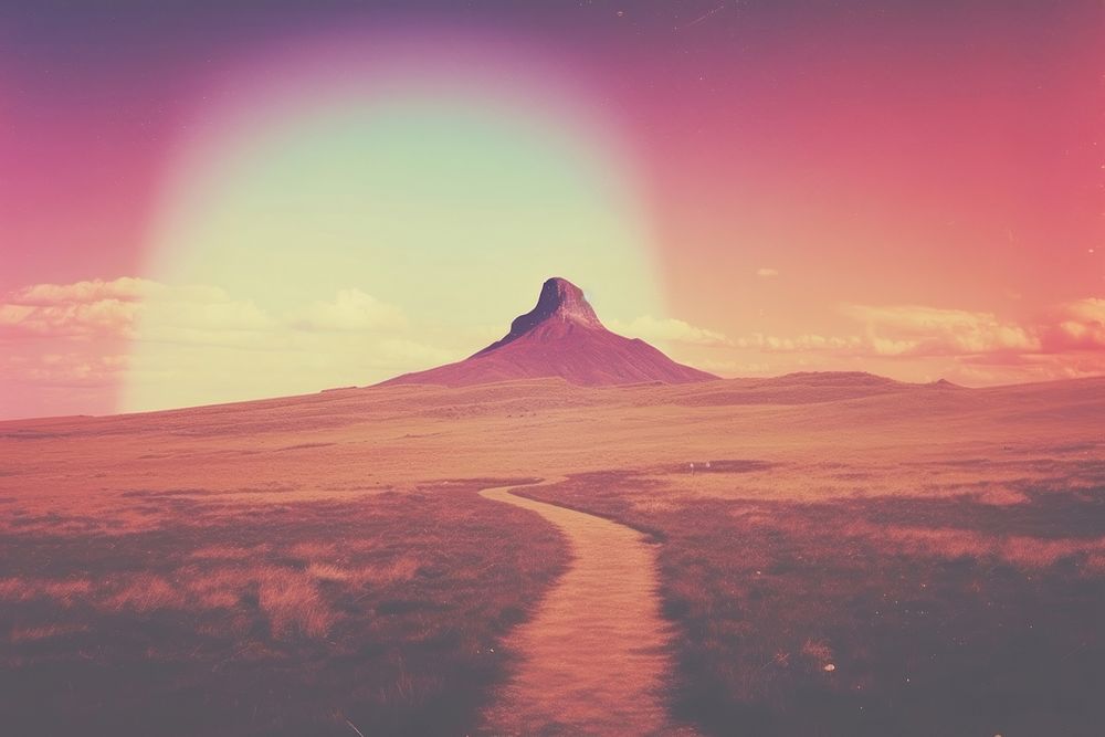 A road wwith a mountain in the background landscape outdoors horizon. AI generated Image by rawpixel.