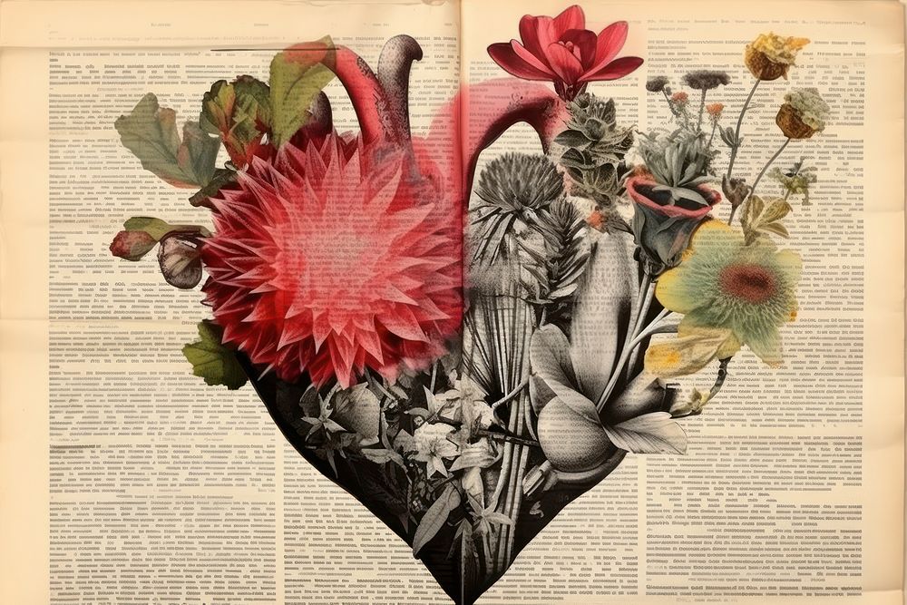 Heart with cactus flower paper representation. AI generated Image by rawpixel.