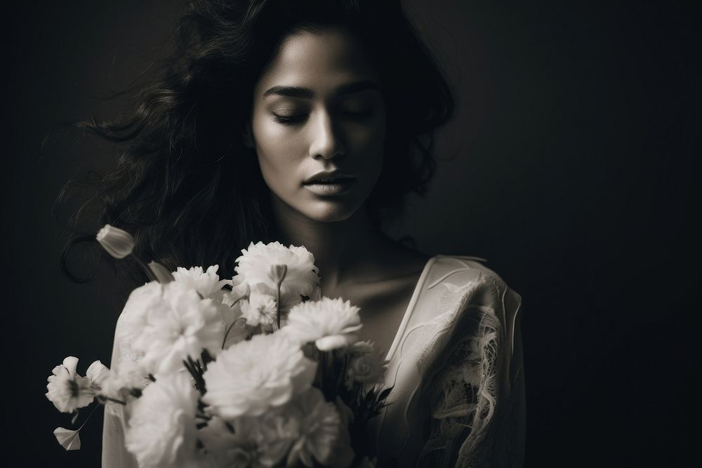 South asian woman portrait fashion flower. AI generated Image by rawpixel.