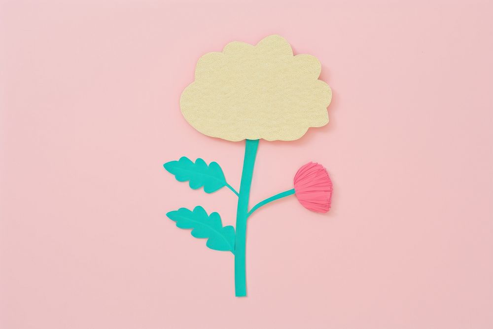 Speech bubble decorated with pressed flower plant pink art. AI generated Image by rawpixel.