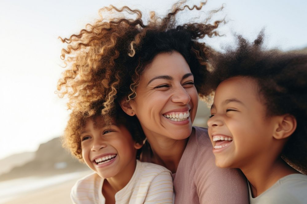 Hispanic LGBTQ family laughing adult smile. AI generated Image by rawpixel.