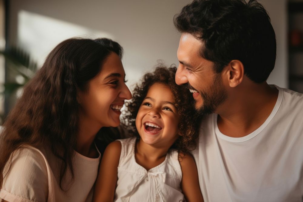 Hispanic Mexican couple laughing family child. AI generated Image by rawpixel.