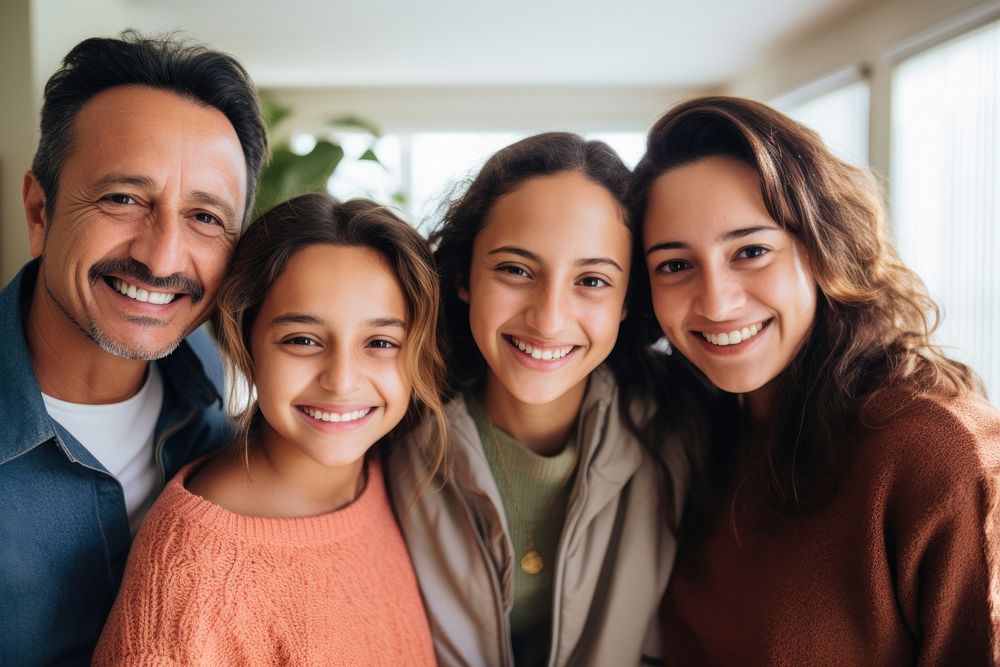 Latina Argentinian family adult smile togetherness. AI generated Image by rawpixel.