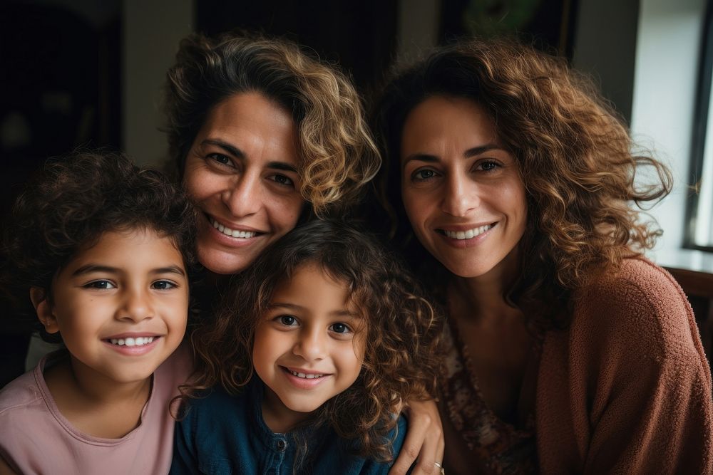Latina family adult child smile. AI generated Image by rawpixel.