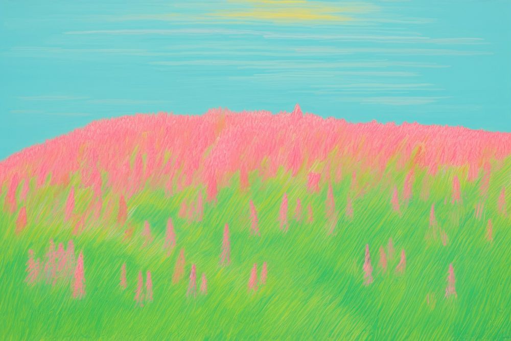 Hill of grass backgrounds landscape painting. AI generated Image by rawpixel.