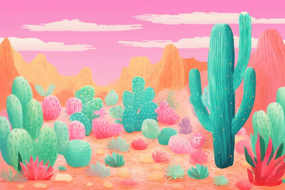 Desert hills cactus backgrounds outdoors. AI generated Image by rawpixel.
