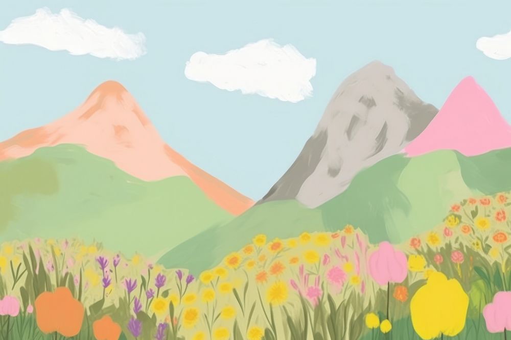 Mountain landscape grassland outdoors. AI generated Image by rawpixel.