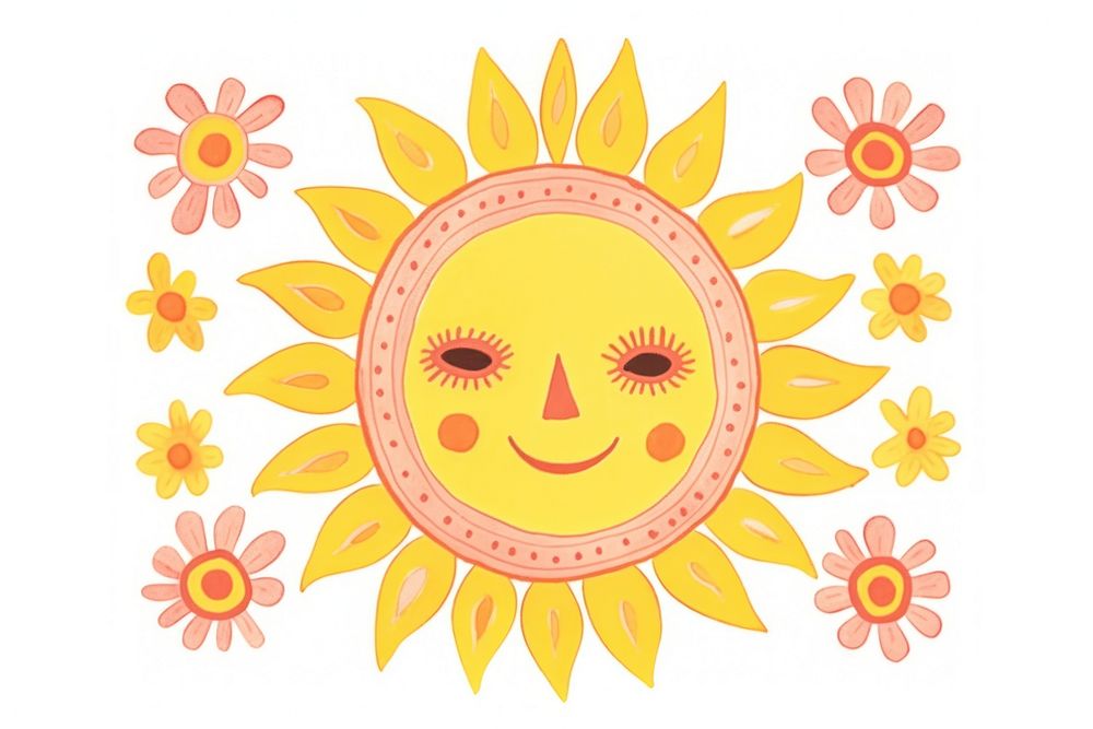 Sun sunflower pattern drawing. AI generated Image by rawpixel.