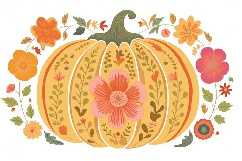 Pumpkin vegetable pattern craft. AI generated Image by rawpixel.