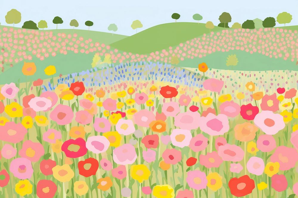 Flower field grassland outdoors nature. AI generated Image by rawpixel.