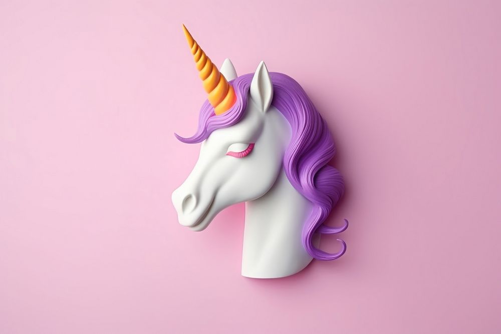 Unicorn head purple animal mammal. AI generated Image by rawpixel.