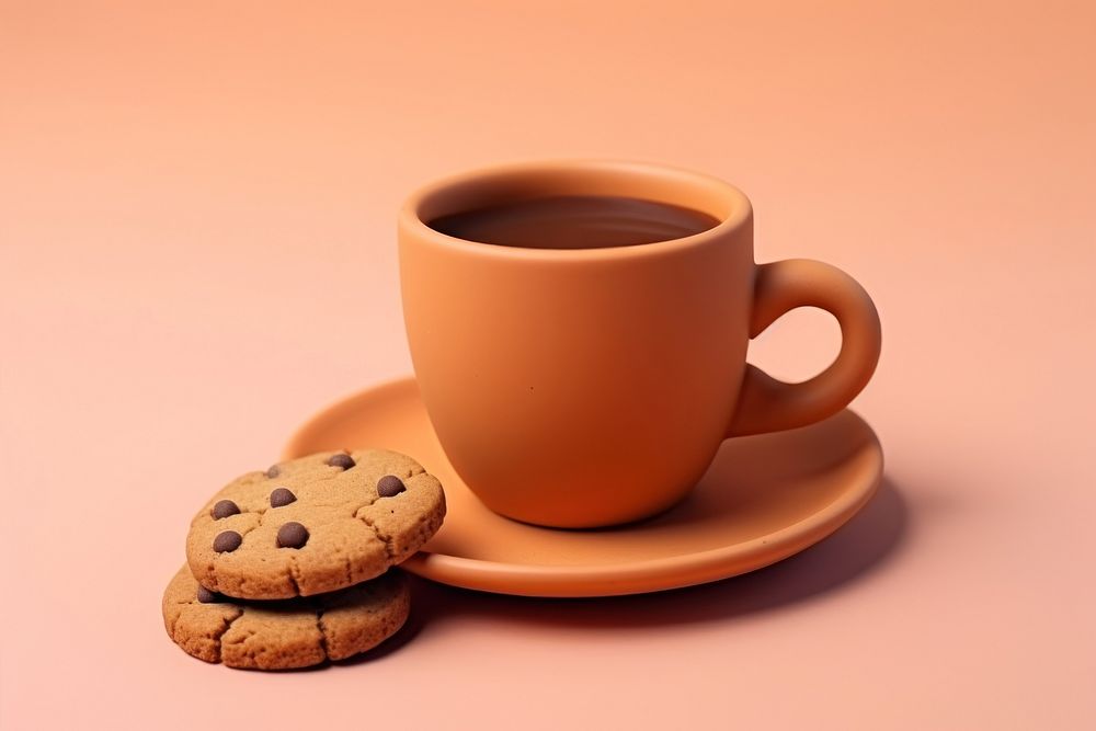 Coffee cup with cookies drink food mug. AI generated Image by rawpixel.