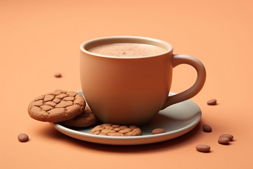 Coffee cup with cookies chocolate dessert drink. AI generated Image by rawpixel.