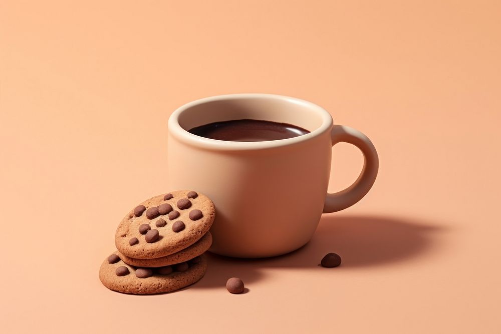 Coffee cup with cookies chocolate dessert drink. AI generated Image by rawpixel.
