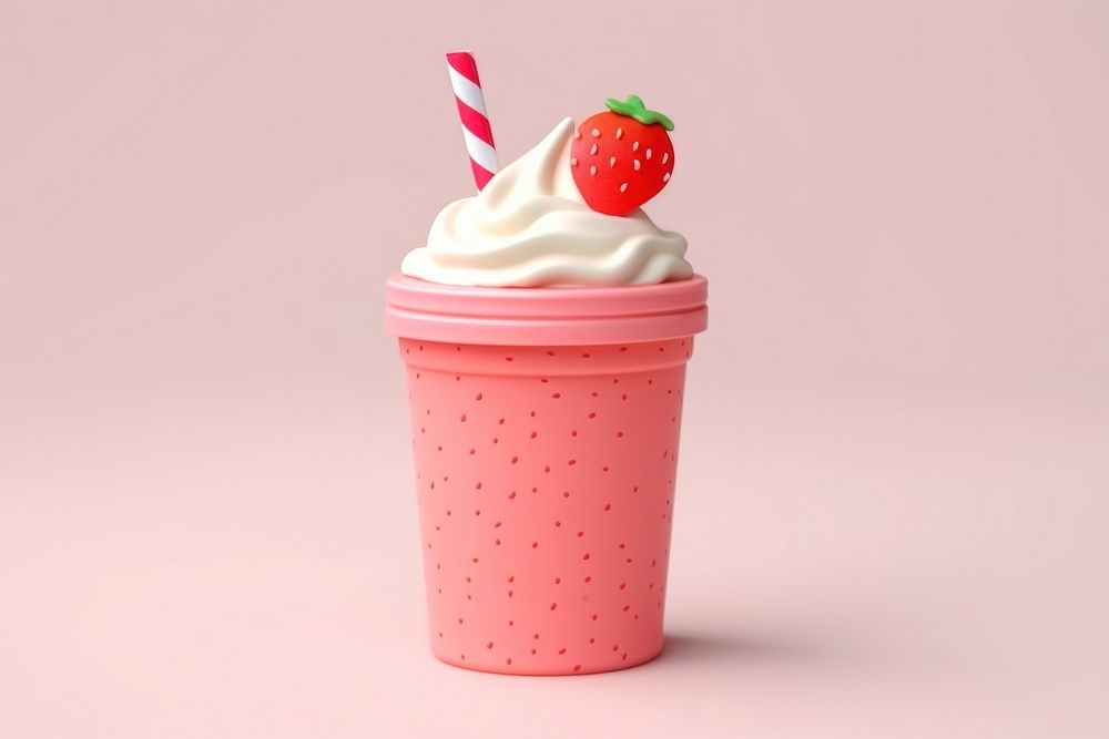 Fresh Strawberry Milkshake strawberry milkshake dessert. AI generated Image by rawpixel.