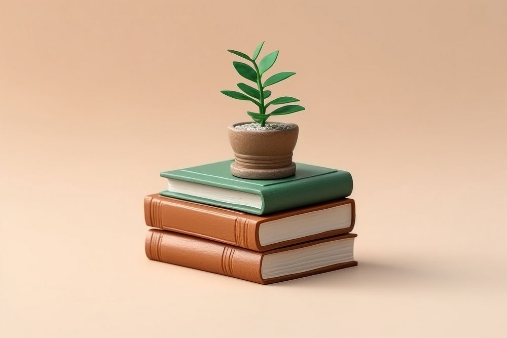 Stack of book with plant publication leaf intelligence. AI generated Image by rawpixel.