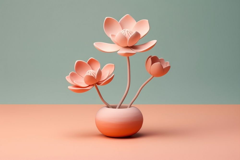 Lotus Flowers flower plant vase. AI generated Image by rawpixel.