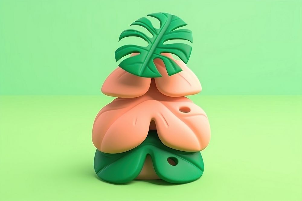Monstera green clay art. AI generated Image by rawpixel.