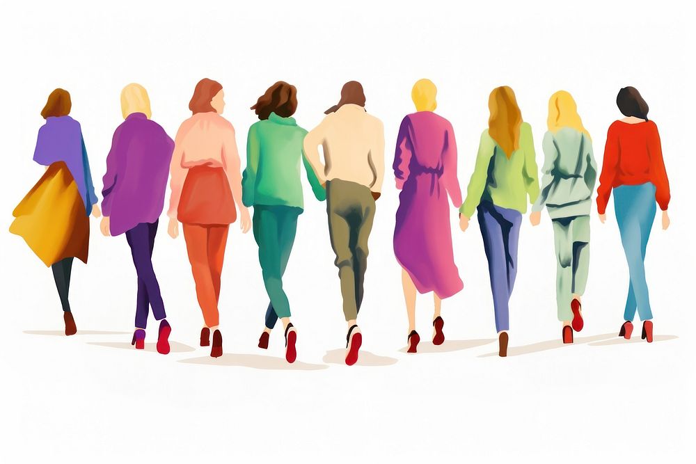 A group of females walking shopping footwear fashion. AI generated Image by rawpixel.