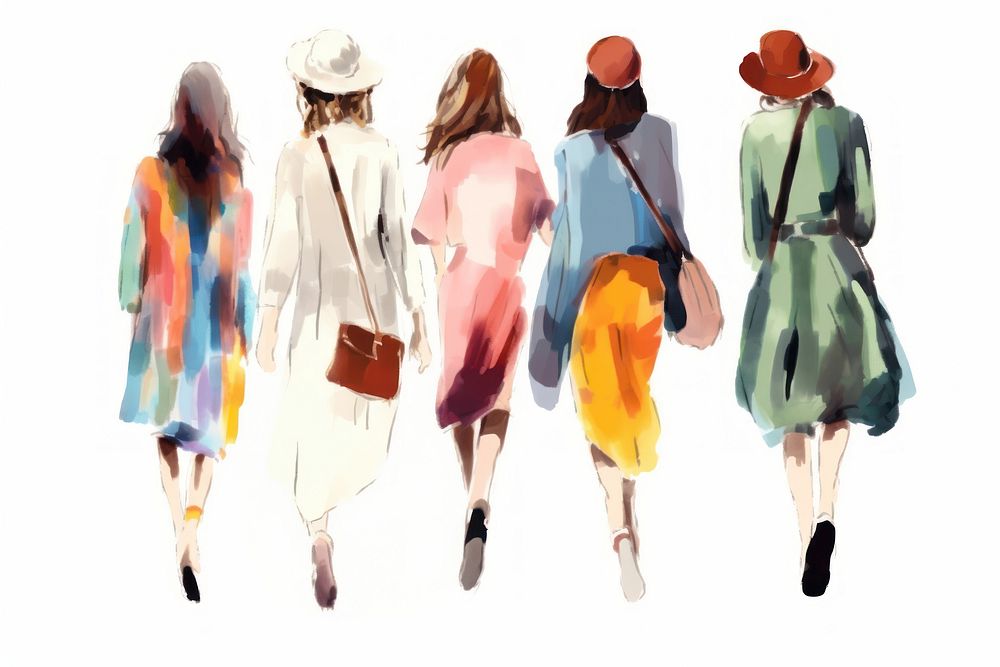 A group of females walking footwear fashion adult. AI generated Image by rawpixel.