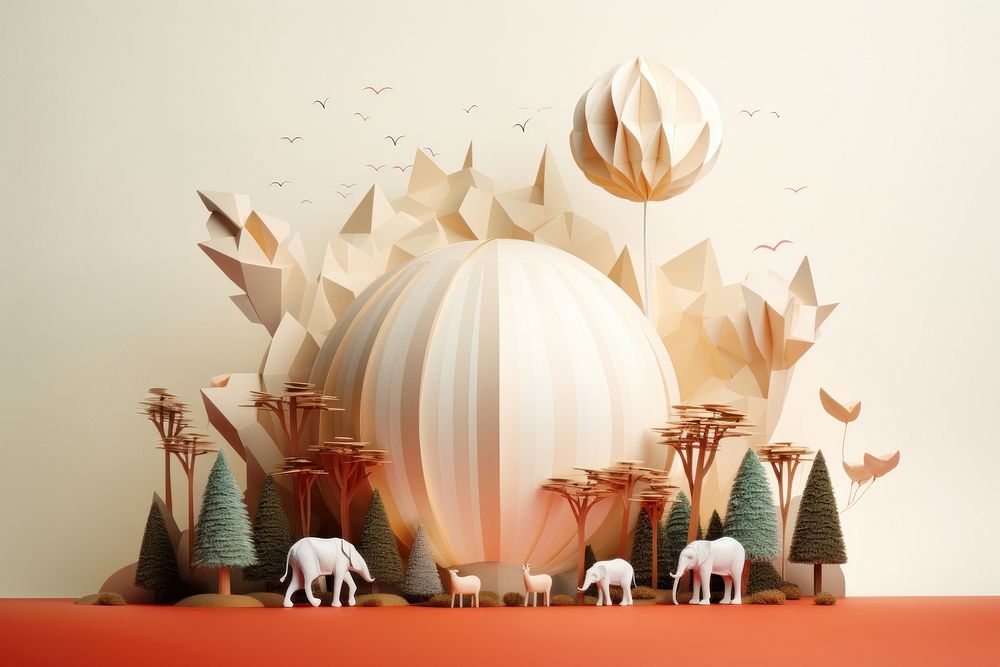 Paper craft world plant art representation. AI generated Image by rawpixel.
