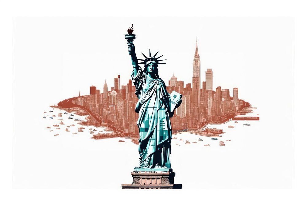 New York City sculpture landmark drawing. AI generated Image by rawpixel.