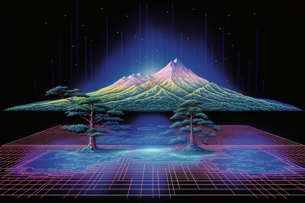 Hologram world nature night tranquility. AI generated Image by rawpixel.