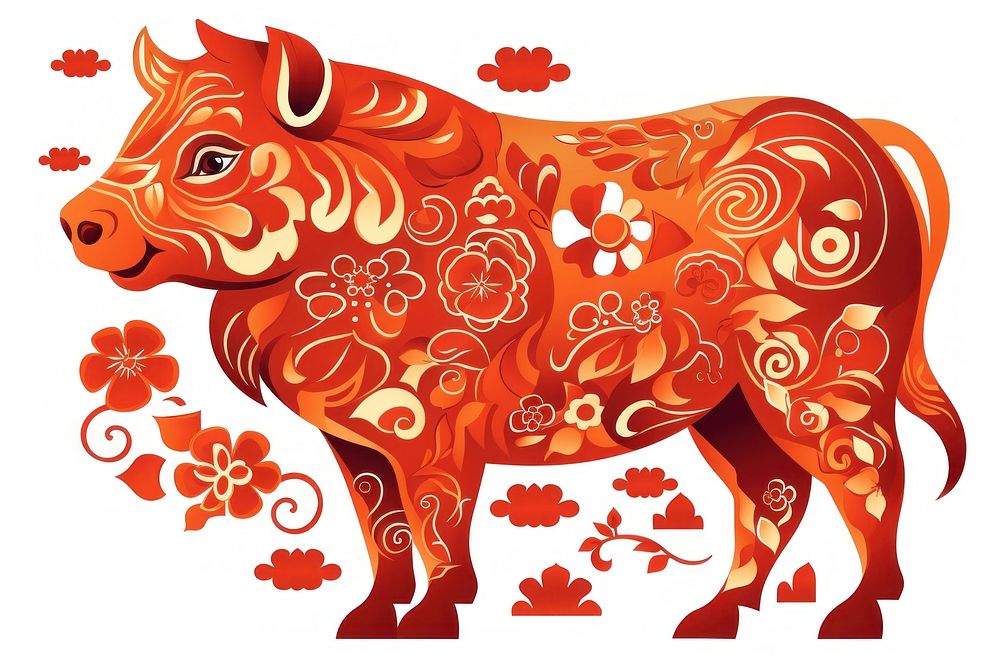 Chinese new year animal pattern mammal. AI generated Image by rawpixel.