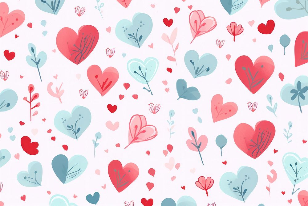 Cute wallpaper pattern heart backgrounds. AI generated Image by rawpixel.
