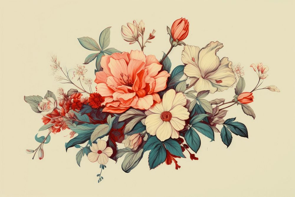 Vintage flower painting pattern plant. AI generated Image by rawpixel.