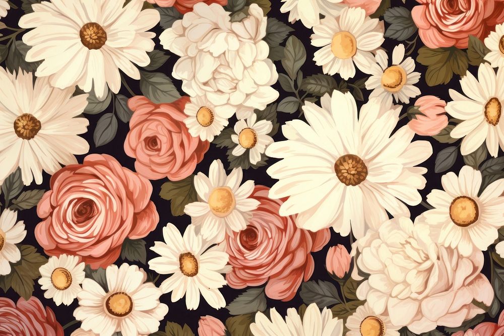 Vintage flower pattern petal daisy. AI generated Image by rawpixel.