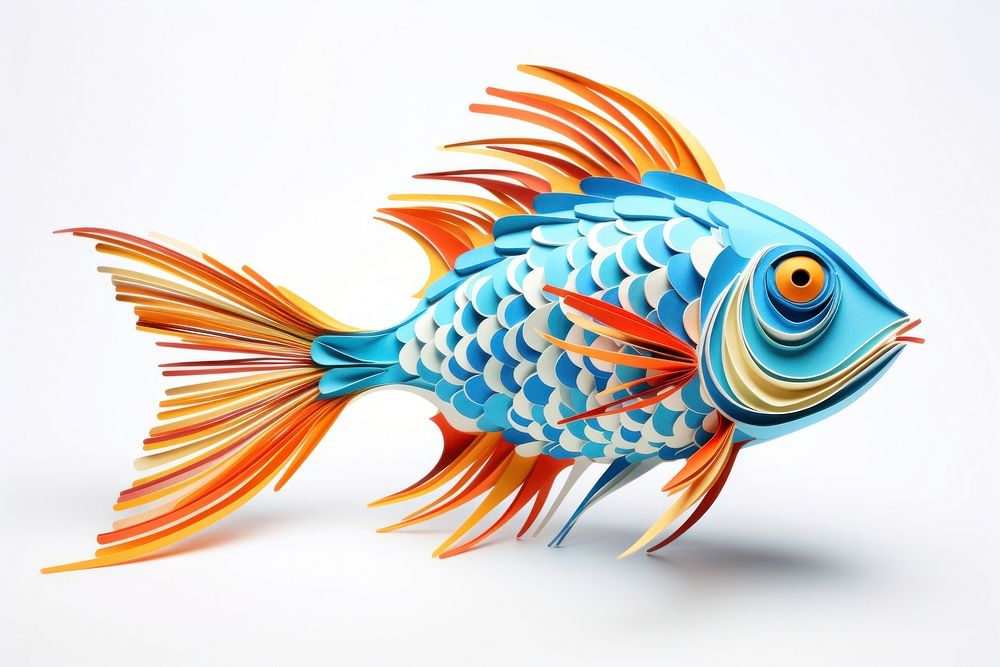 Fish goldfish animal white background. AI generated Image by rawpixel.