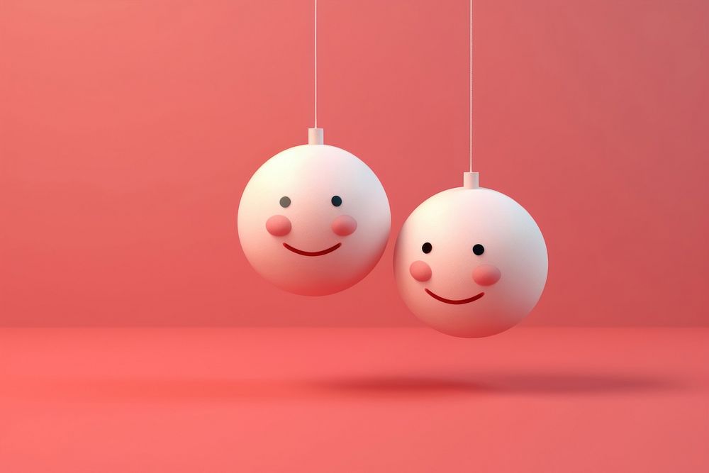 Two christmas ball floating in the air anthropomorphic representation celebration. AI generated Image by rawpixel.