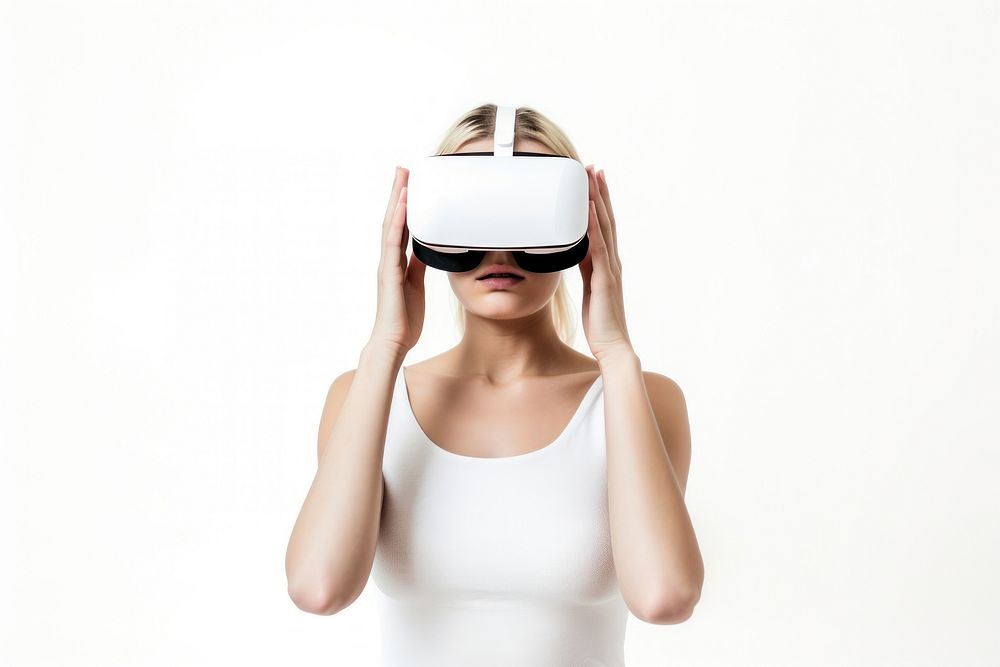 Virtual reality headset portrait glasses white. AI generated Image by rawpixel.