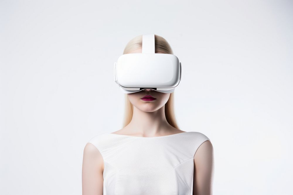 Virtual reality headset white photo face. AI generated Image by rawpixel.